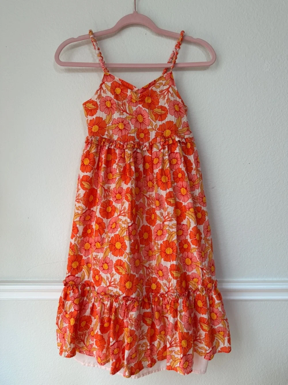 Isaac‎ Mizrahi Girls Floral Dress Size 10 Orange Pink Summer Spring Sundress